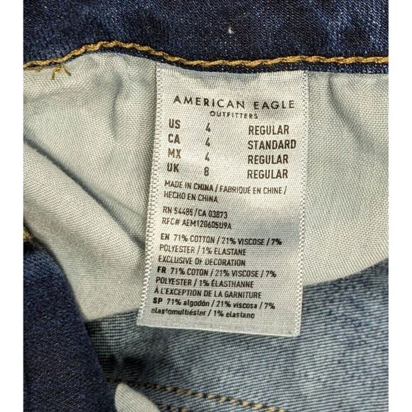 American Eagle Size 4 Regular Stretch Skinny Denim Blue Jeans Jeggings - Picture 7 of 13